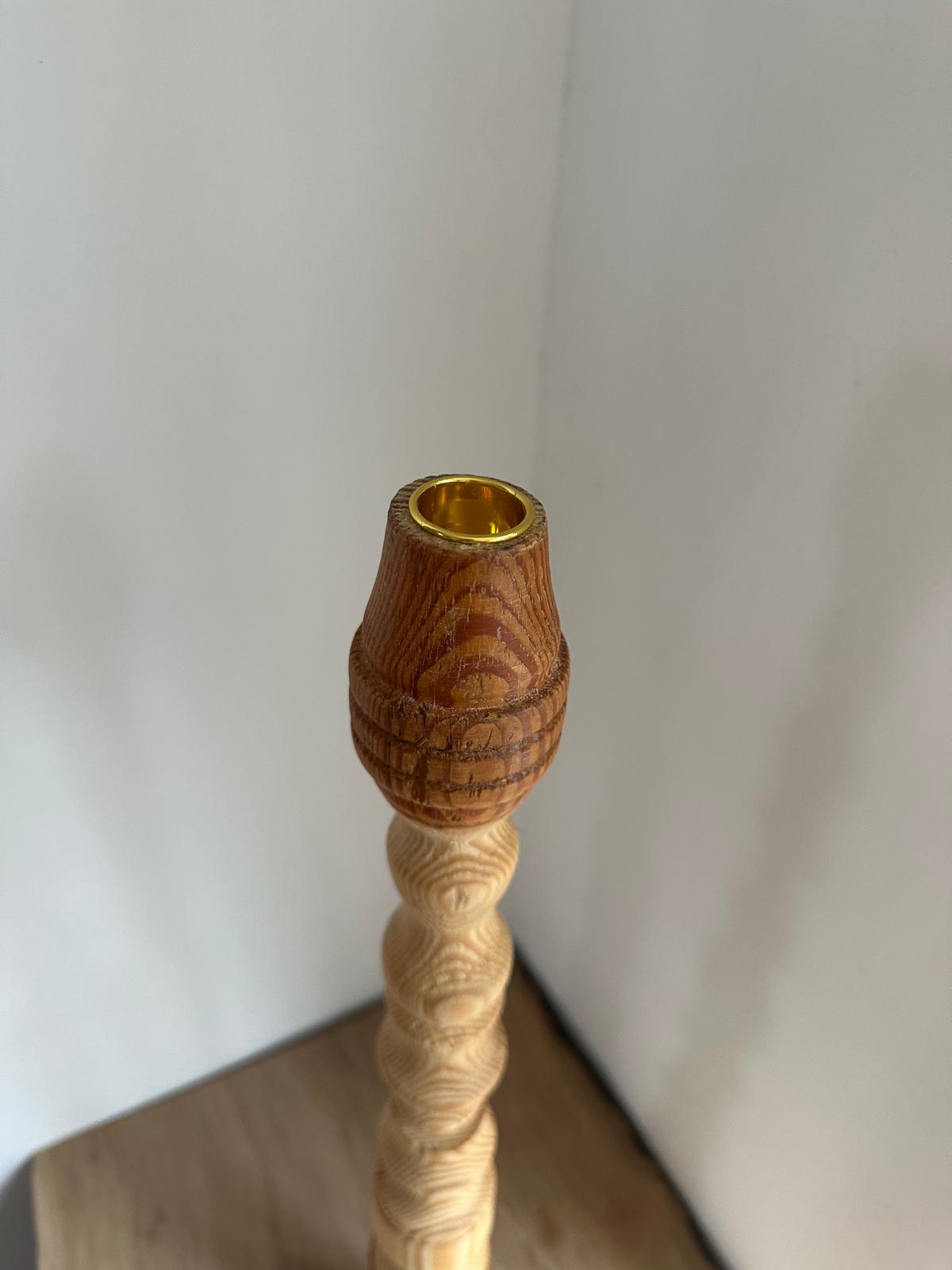 Gedraaide Grenen Altaar Kandelaar 62 cm - Afbeelding 3